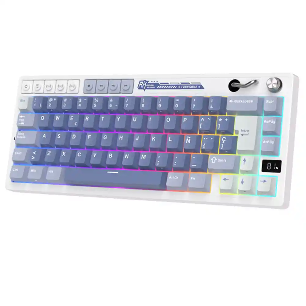 Teclado Gamer Mecánico Inalámbrico Royal Kludge Rkm65 Rgb 65% Ocean Blue (español)