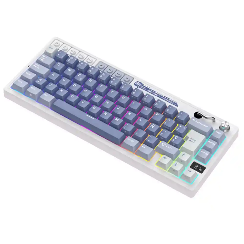 Teclado Gamer Mecánico Inalámbrico Royal Kludge Rkm65 Rgb 65% Ocean Blue (español)