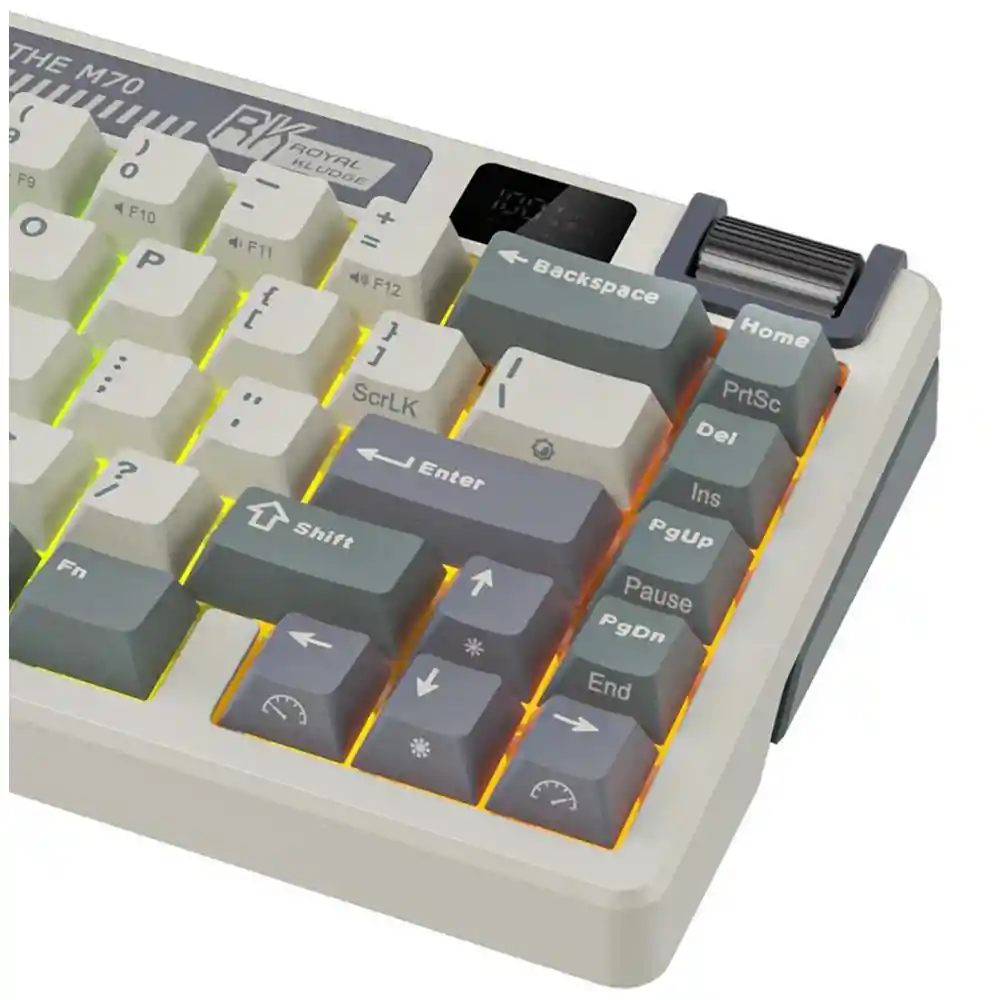 Teclado Gamer Mecánico Inalámbrico Royal Kludge Rkm70 Rgb 75% Cyan Purple (español)