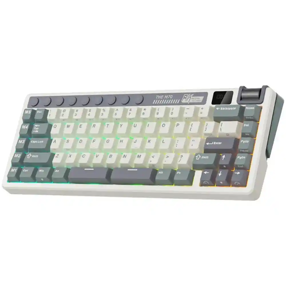 Teclado Gamer Mecánico Inalámbrico Royal Kludge Rkm70 Rgb 75% Cyan Purple (español)