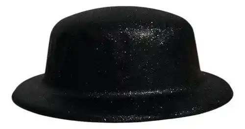 Sombrero Brillante Gorro Bailarin Para Fiesta Negro Escarchado Bombin Diamantina