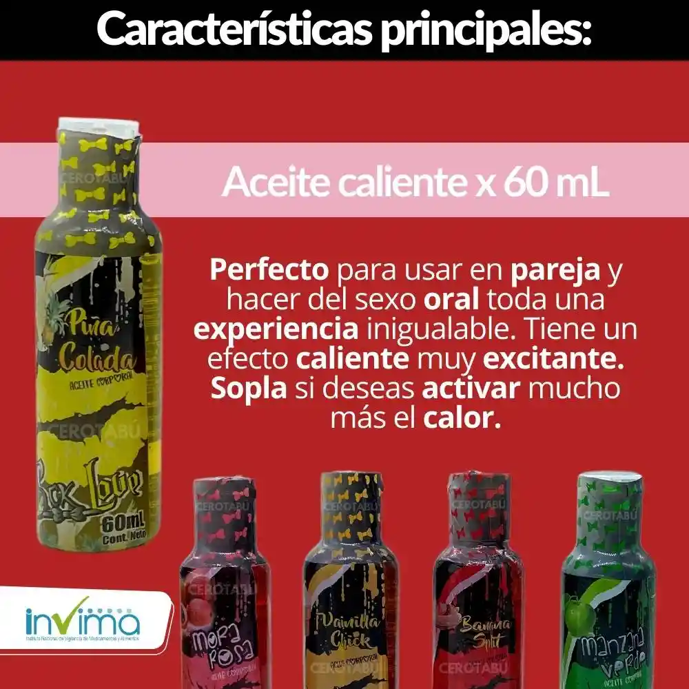 Aceite Comestible Para Sexo Oral Saborizado X60 Ml