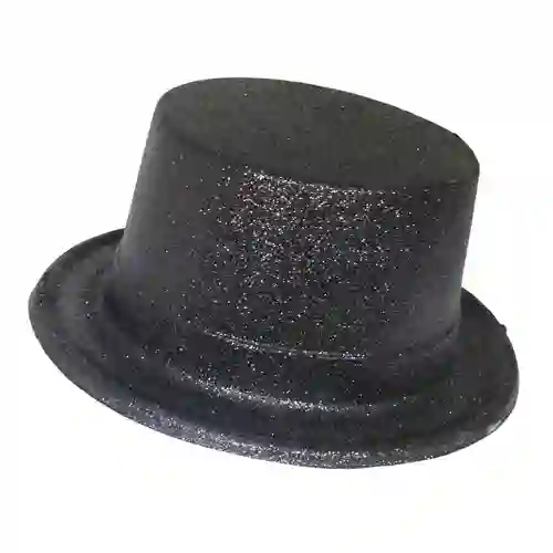 Sombrero Brillante Gorro Mago Copa Alta Para Fiesta Negro Escarchado