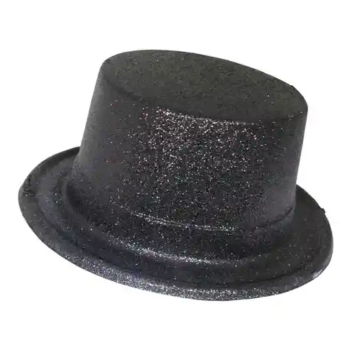 Sombrero Brillante Gorro Mago Copa Alta Para Fiesta Negro Escarchado