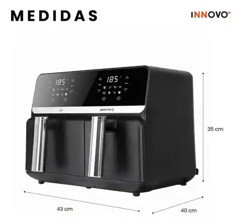 Freidora De Aire Nobelsound Air Fryer Doble Bandeja Con Utensilios Cuchillos Incluidos