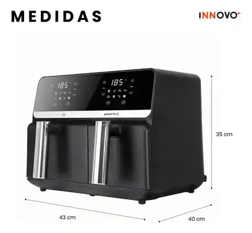 Air Fryer Freidora De Aire 9 Litros Doble Bandeja Digital Premium Nobelsound Inn Nb-2100