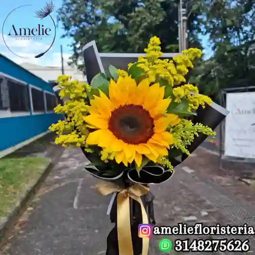 Bouquet De Girasol Papel Coreano Negro