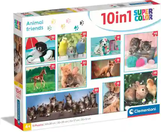 Rompecabezas 10 En 1 Amigos Animales Tiernos Para Niños
