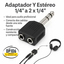 Adaptador Y Estéreo 1/4" A 2 X 1/4"