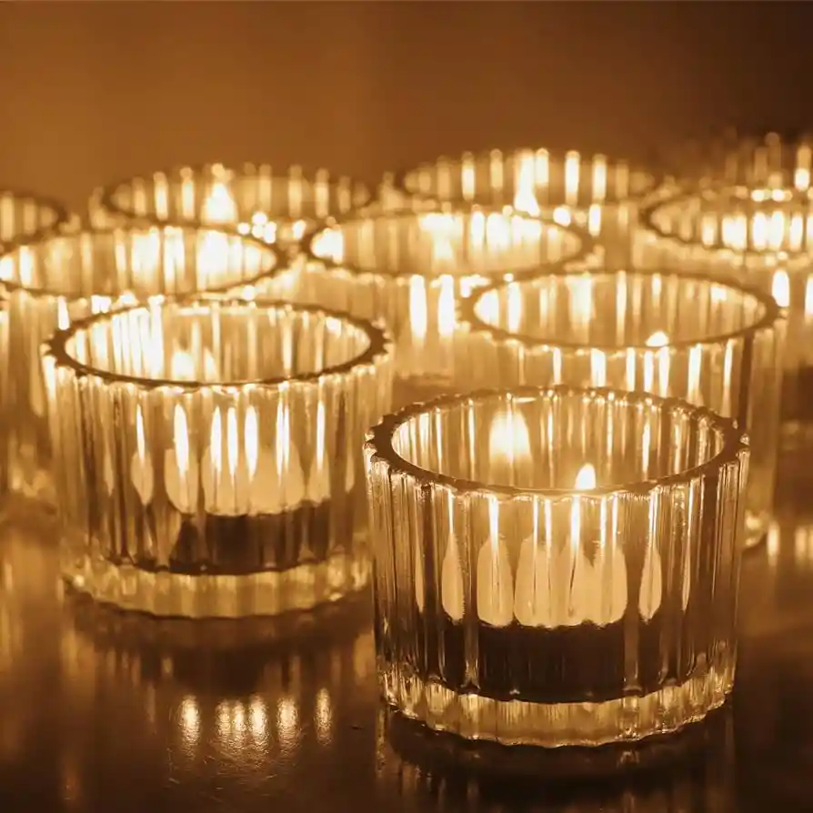 2x Combos Romanticos 6 Portavelas Vidrio Ritual Navidad Velitas Baño Bañera Tina Porta Vela Cena + 6 Velas