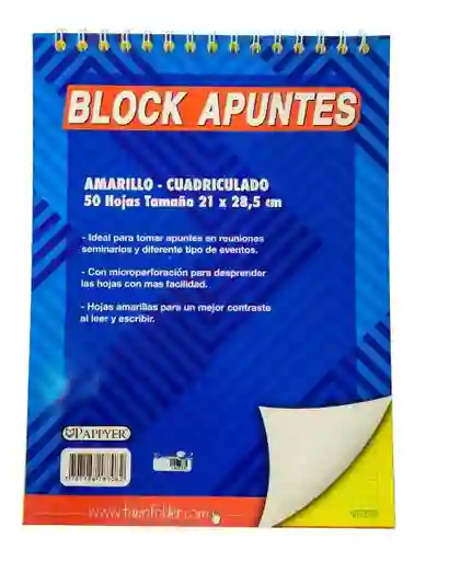 Libreta Block Argollado Amarillo Carta 50 Hojas 100 Paginas