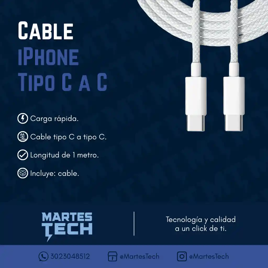 Cable Usb-c A Usb-c Para Iphone