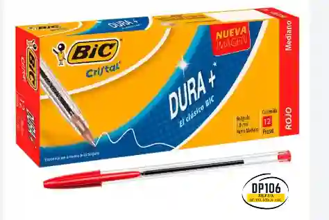 Caja Esfero Bic Rojo / Boligrafo / Lapicero X 12 Und