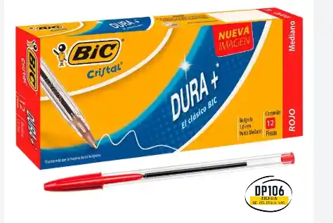 Caja Esfero Bic Rojo / Boligrafo / Lapicero X 12 Und