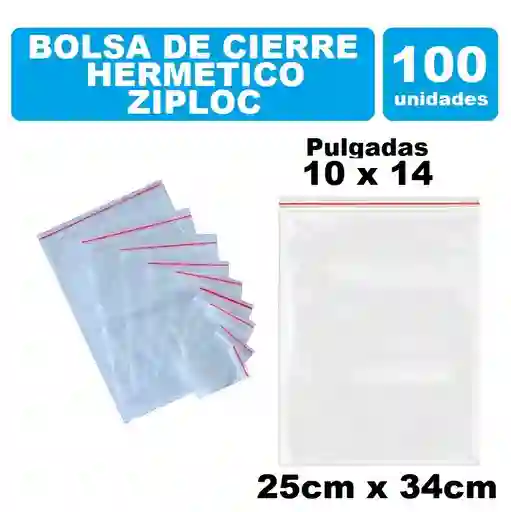 Bolsa Zipper Con Cierre Hermético 25cm X 34cm Por 100und Transparente
