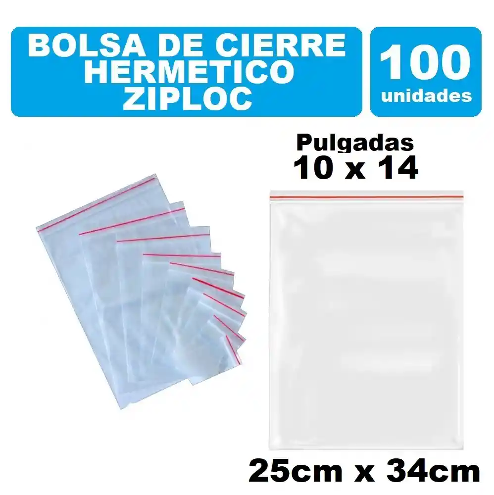 Bolsa Zipper Cierre Hermético 10x14 Por 100und Transparente