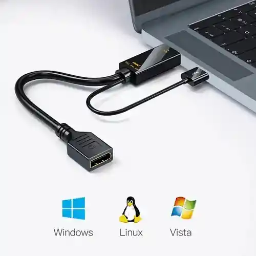 Hdmi A Dp,convertidor Con Fuente De Alimentación Hd 4k60hz