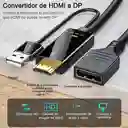 Hdmi A Dp,convertidor Con Fuente De Alimentación Hd 4k60hz