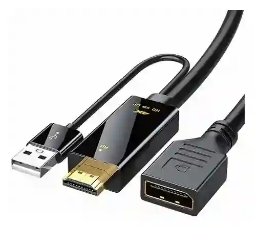 Hdmi A Dp,convertidor Con Fuente De Alimentación Hd 4k60hz