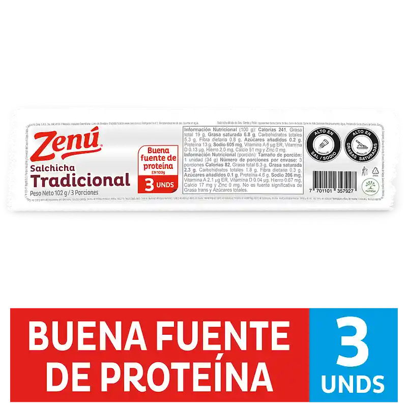 Salchicha Tradicional Zenu Tripack