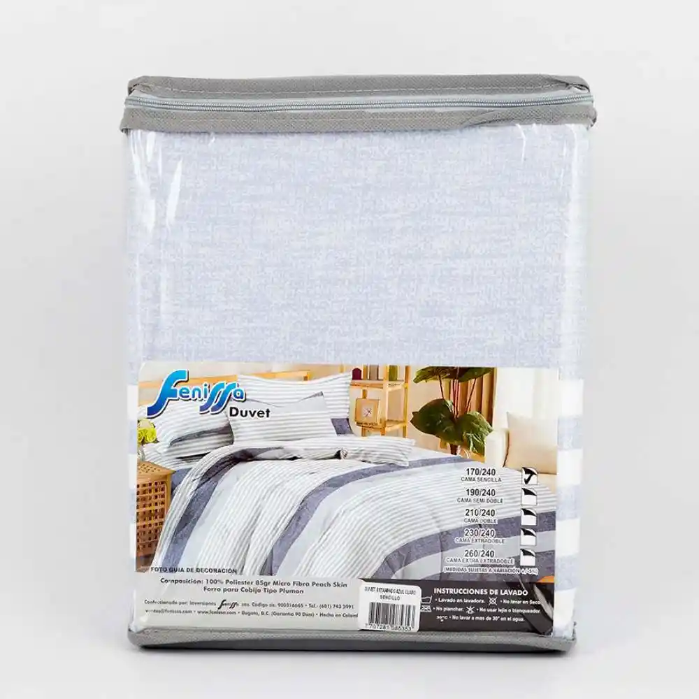 Duvet Fenissa Sencillo Azul Claro 100% Microfibra