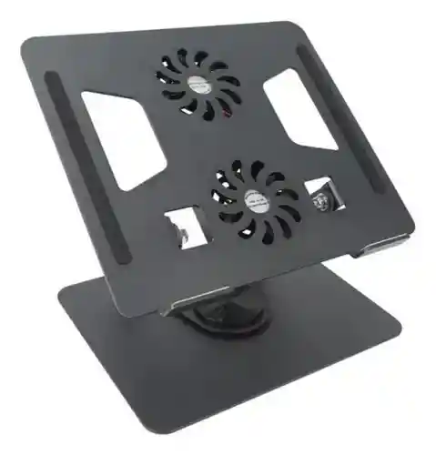 Base Portátil Plegable Metálica Con 2 Ventiladores Gira 360°