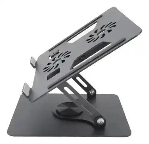 Base Portátil Plegable Metálica Con 2 Ventiladores Gira 360°