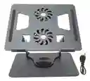 Base Portátil Plegable Metálica Con 2 Ventiladores Gira 360°