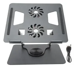 Base Portátil Plegable Metálica Con 2 Ventiladores Gira 360°