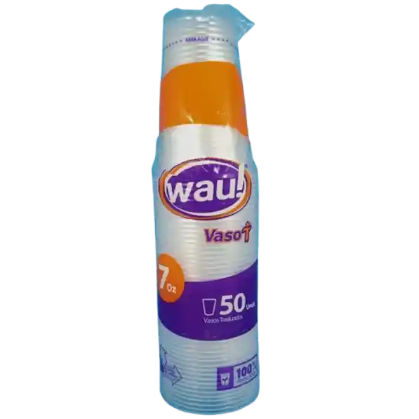 Vaso Desechable Wau Traslucido 7 Onzas X 50 Und