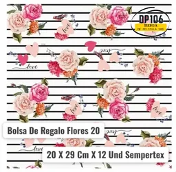 Bolsa De Regalo Flores 20 X 29 Cm X 12 Und Sempertex