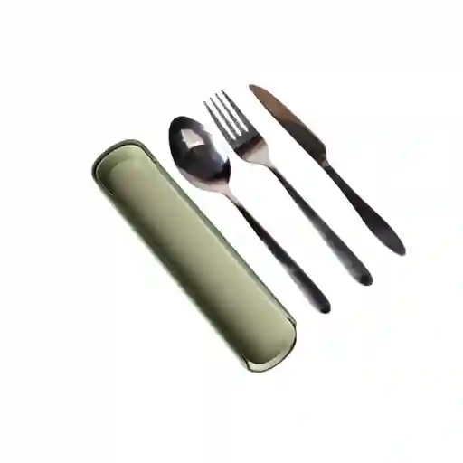 Set Cubiertos Portatiles Plastico + Acero Varios Colores Dim