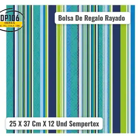 Bolsa De Regalo Rayado 25 X 37 Cm X 12 Und Sempertex