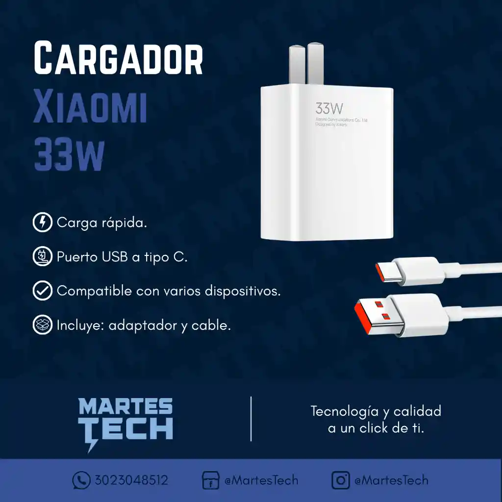 Cargador 33w Para Xiaomi