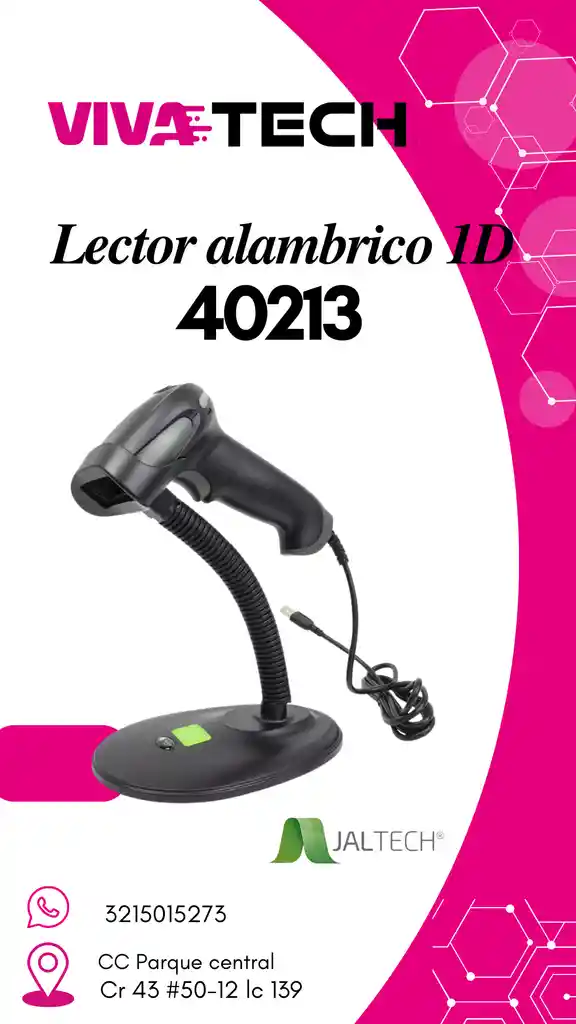 Lector Codigo De Barras Alambrico 40213 1d