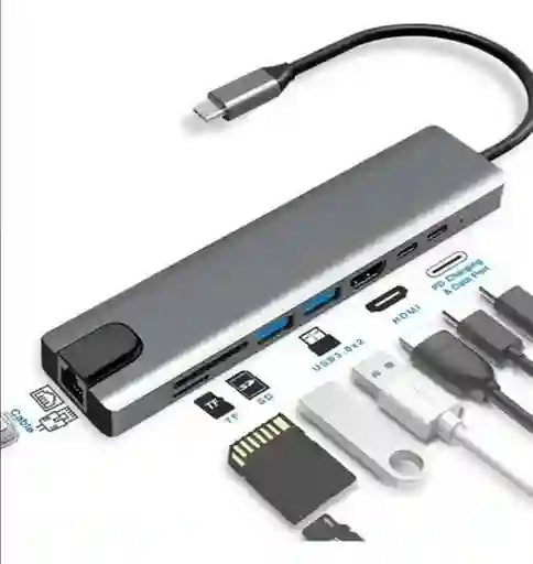Hub Tipo C 8 En 1 - Multiconector Compacto