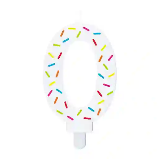Vela Blanca Chispas Colores Numero 0 - Sempertex
