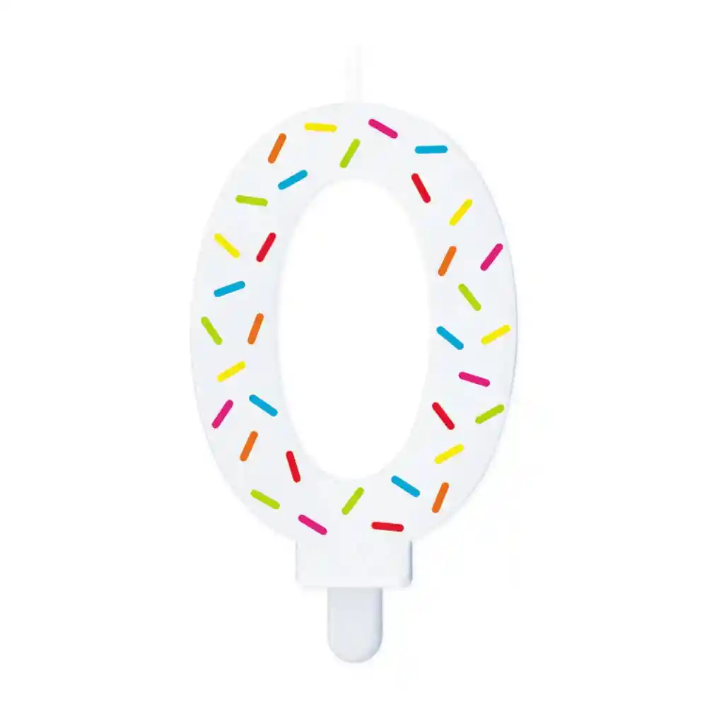 Vela Blanca Chispas Colores Numero 0 - Sempertex