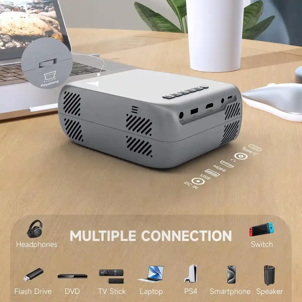 Mini Proyector Portátil 1080p - Con Bluetooth, Hdmi/usb Ideal Para Cine En Casa Y Exterior