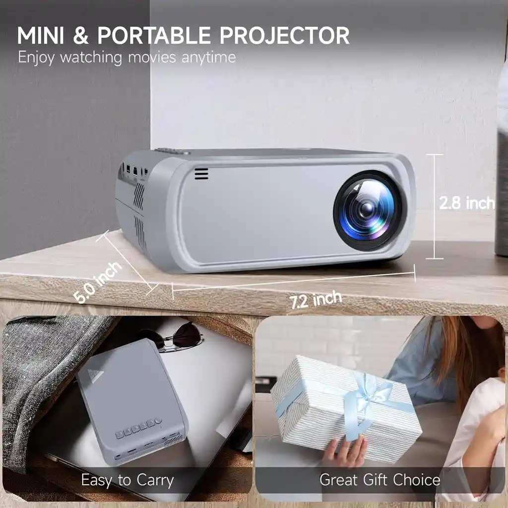 Mini Proyector Portátil 1080p - Con Bluetooth, Hdmi/usb Ideal Para Cine En Casa Y Exterior