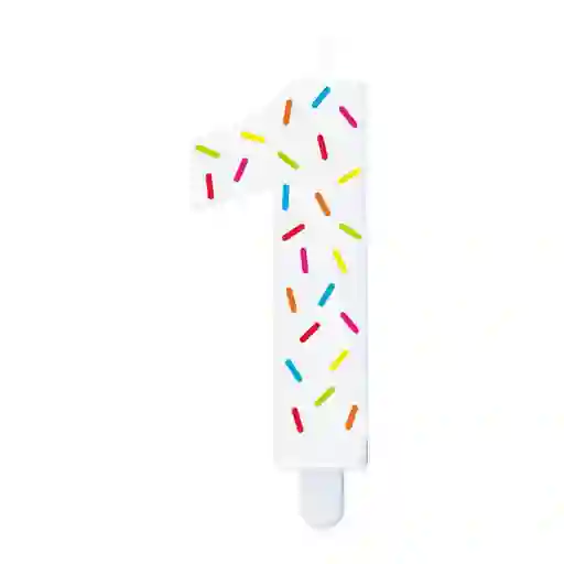 Vela Blanca Chispas Colores Numero 1 - Sempertex