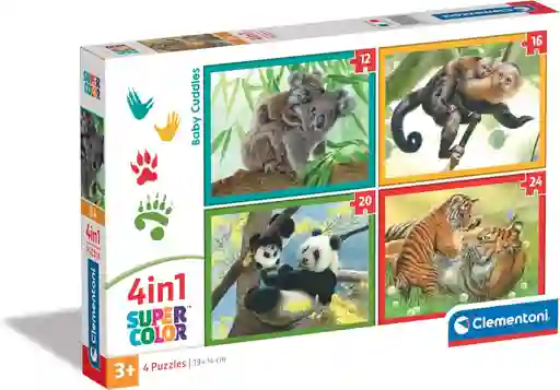 Rompecabezas 4 En 1 Animales Tiernos Y Bebés Para Niños