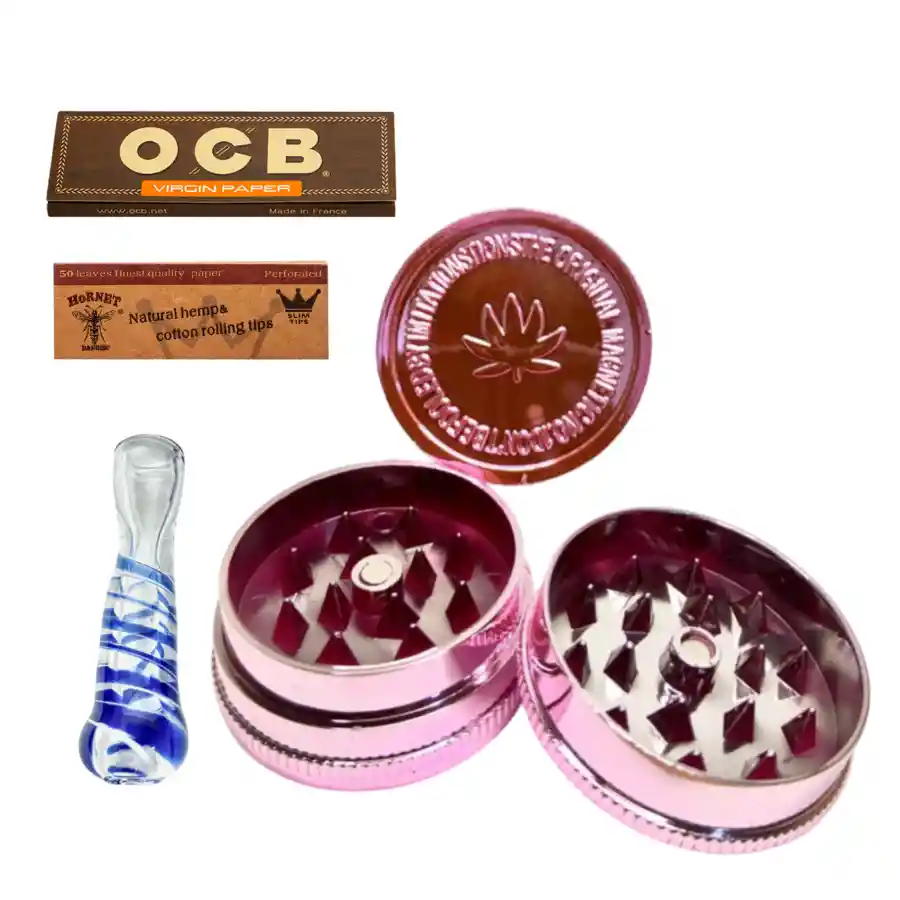 Combo Grinder Pequeño, Cuero Ocb Virgin, Hornet, Pipa