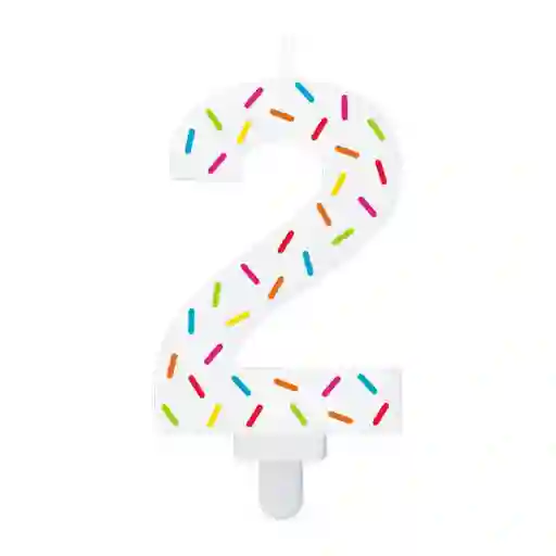 Vela Blanca Chispas Colores Numero 2 - Sempertex