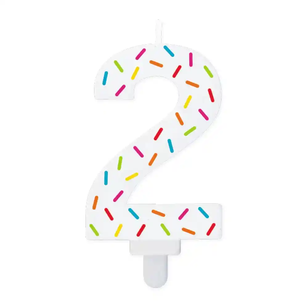 Vela Blanca Chispas Colores Numero 2 - Sempertex