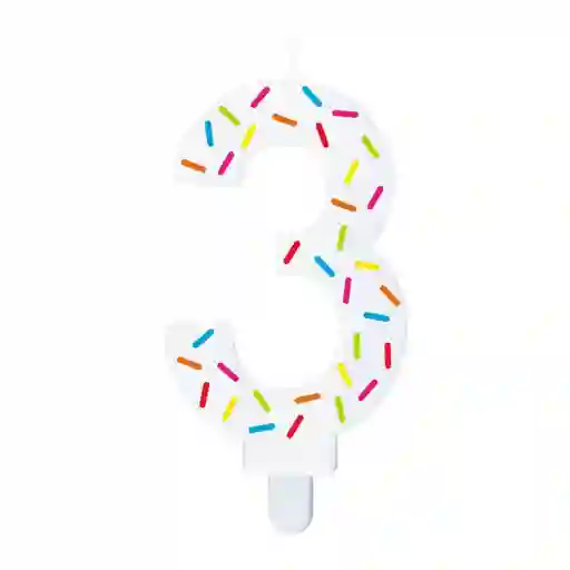 Vela Blanca Chispas Colores Numero 3 - Sempertex