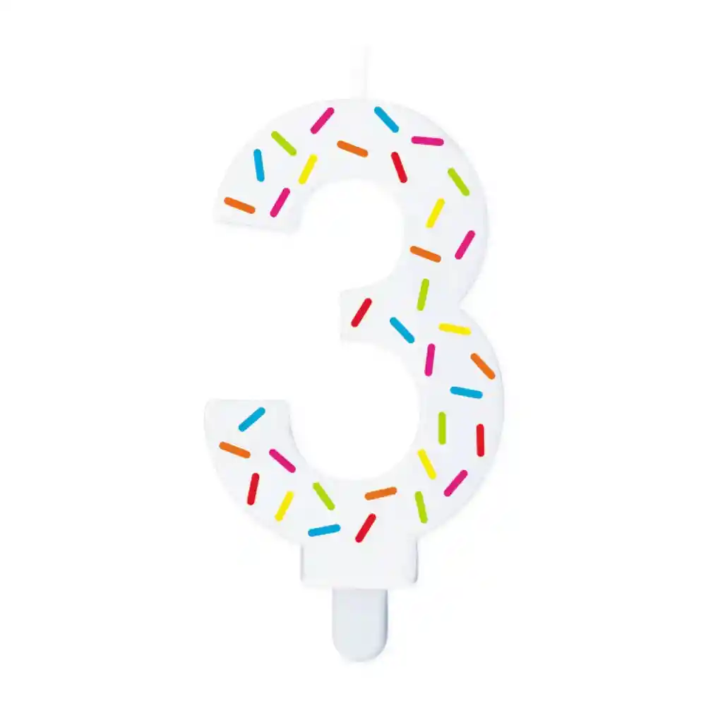 Vela Blanca Chispas Colores Numero 3 - Sempertex