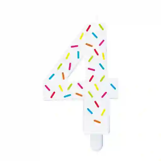 Vela Blanca Chispas Colores Numero 4 - Sempertex