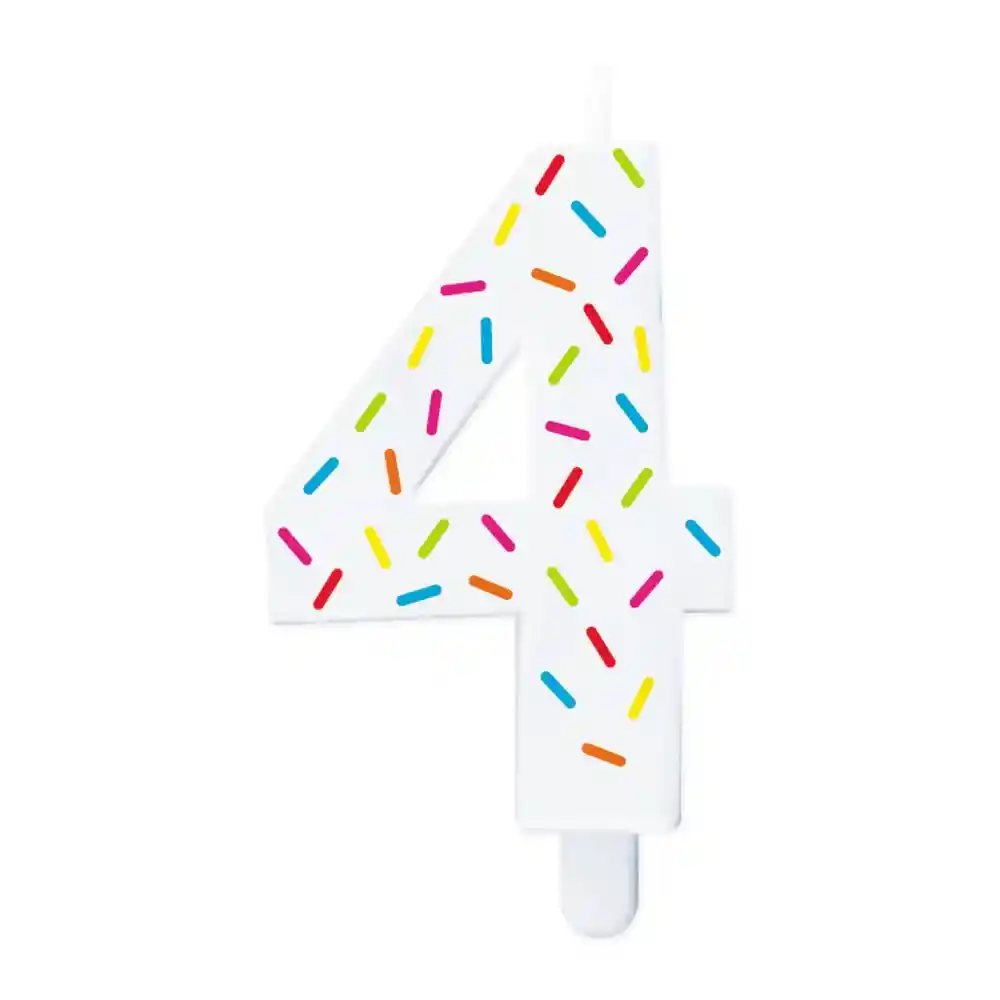 Vela Blanca Chispas Colores Numero 4 - Sempertex