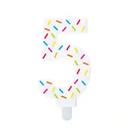 Vela Blanca Chispas Colores Numero 5 - Sempertex